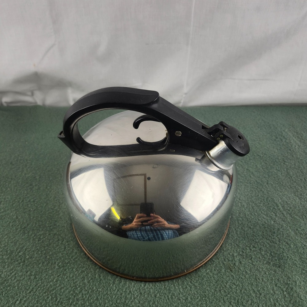 Vintage Revere Ware 3501 3.5 Qt Copper Bottom Whistling Tea Kettle Rome NY USA